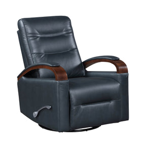 Navy Leather Swivel Gliding Recliner Chair - Omega Lifestyles