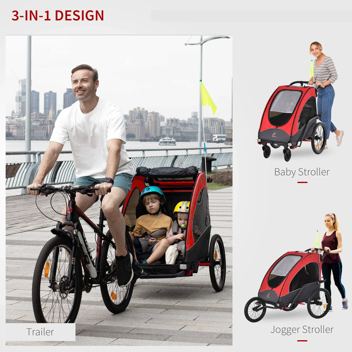 Foldable Aluminum Kids Bike Trailer Jogger Stroller - Omega Lifestyles