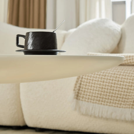 Minimalist Milk White Fiberglass Oval Coffee Table - Omega Lifestyles