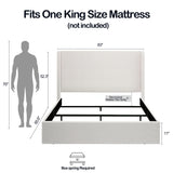 King Upholstered Chenille Wingback Bed Frame - Omega Lifestyles