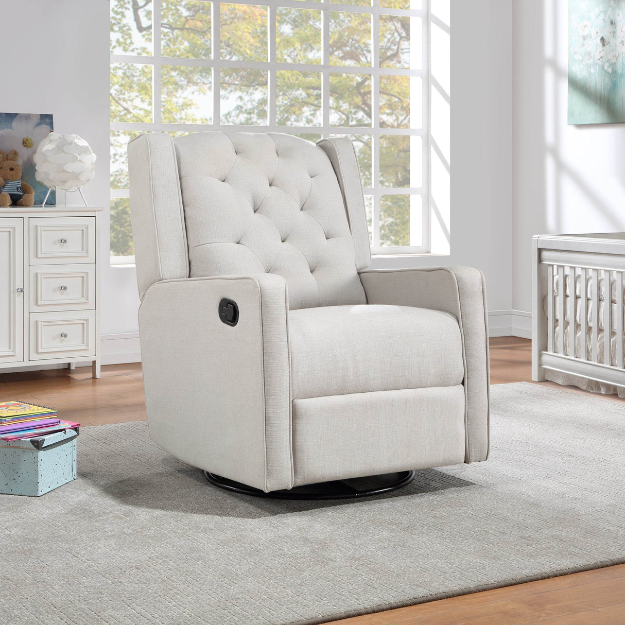Milah Tufted Gray Polyester Swivel Glider Recliner
