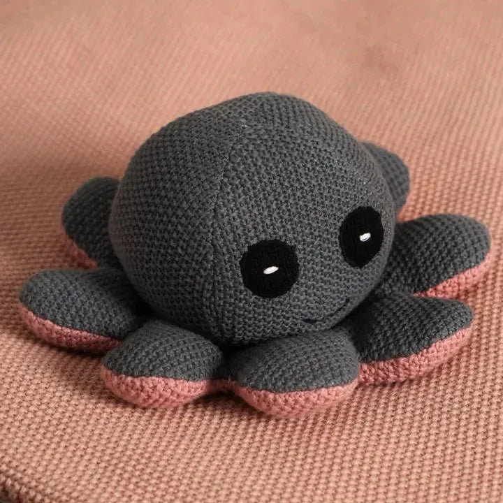 Dark Gray Cotton Plush Knitted Stuffed Octopus Toy - Omega Lifestyles