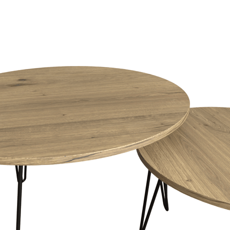 Set of 2 Rustic Brown Round Nesting Coffee Tables - Sleep Galleria