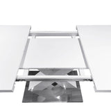 Modern Square Stretchable White MDF Steel Dining Table - Sleep Galleria