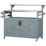 Outdoor Rolling Grill Cart With Raised Shelf Storage - Omega Lifestyles