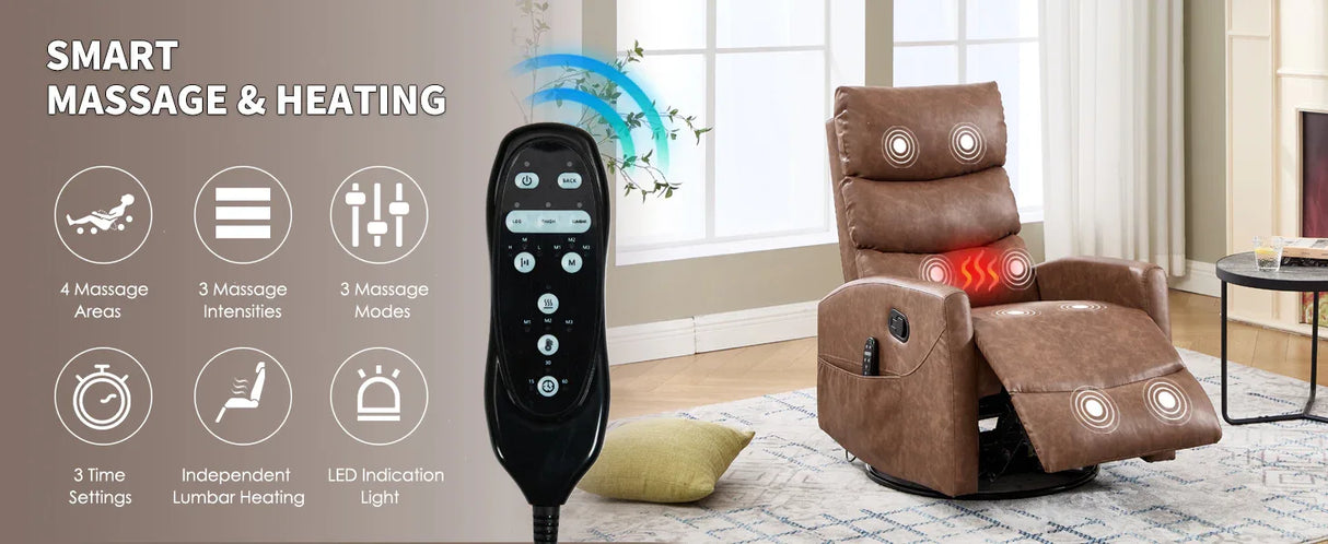 Heat Massage Recliner Chair With Swivel Rocker And Heat - Omega Lifestyles