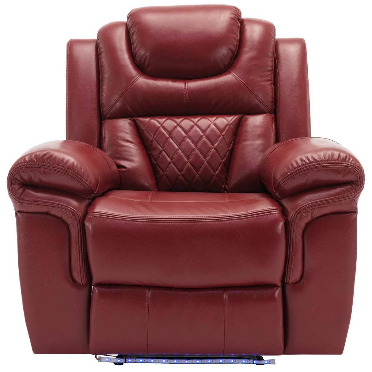 Wine Red Faux Leather Manual Recliner Sofa Set With LED Strip - Omega Lifestyles