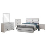 Queen Coastal White Engineered Wood 5-Piece Bedroom Set