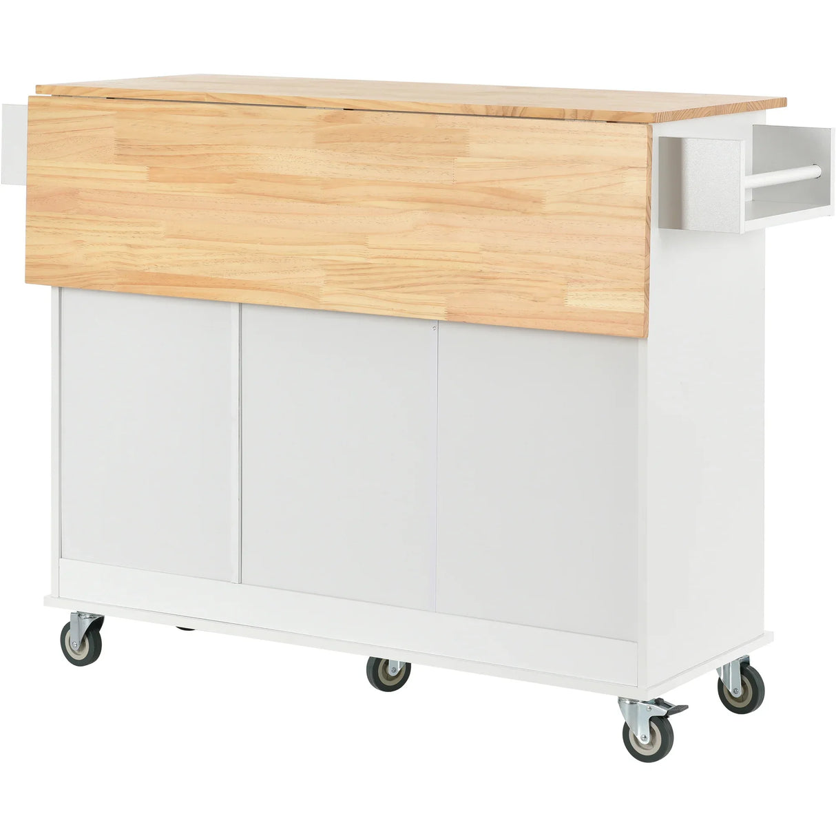 Rolling Mobile Kitchen Island With Solid Wood Top And Storage Cabinet - Omega Lifestyles