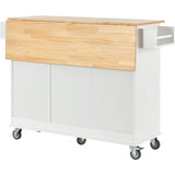 Rolling Mobile Kitchen Island With Solid Wood Top And Storage Cabinet - Omega Lifestyles