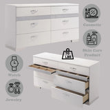 White Synthetic Wood Modern Six-Drawer Jewelry Organizer Dresser - Omega Lifestyles