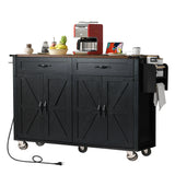 Farmhouse Style Rolling Kitchen Island With Power Outlet - Omega Lifestyles