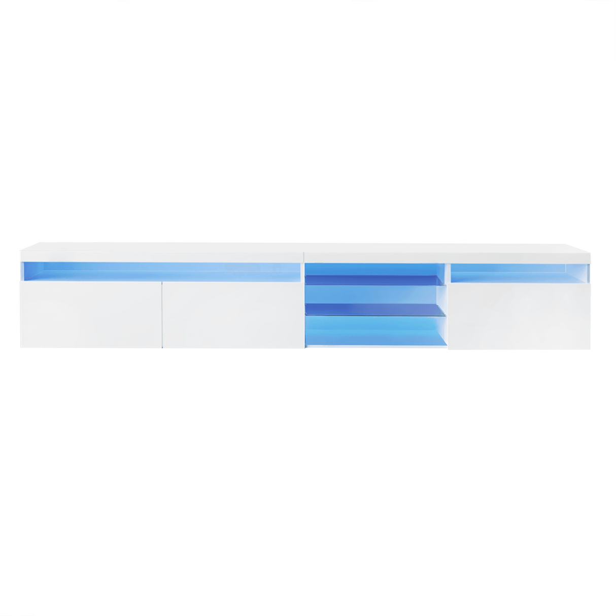 White Modern LED Light Particle Board TV Stand - Sleep Galleria