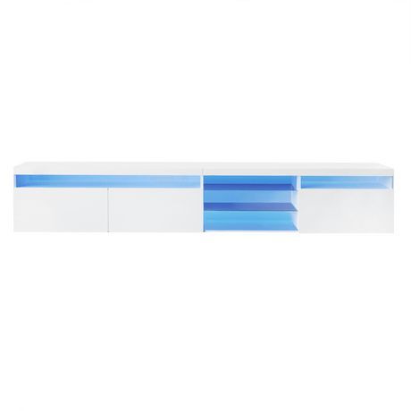 White Modern LED Light Particle Board TV Stand - Sleep Galleria
