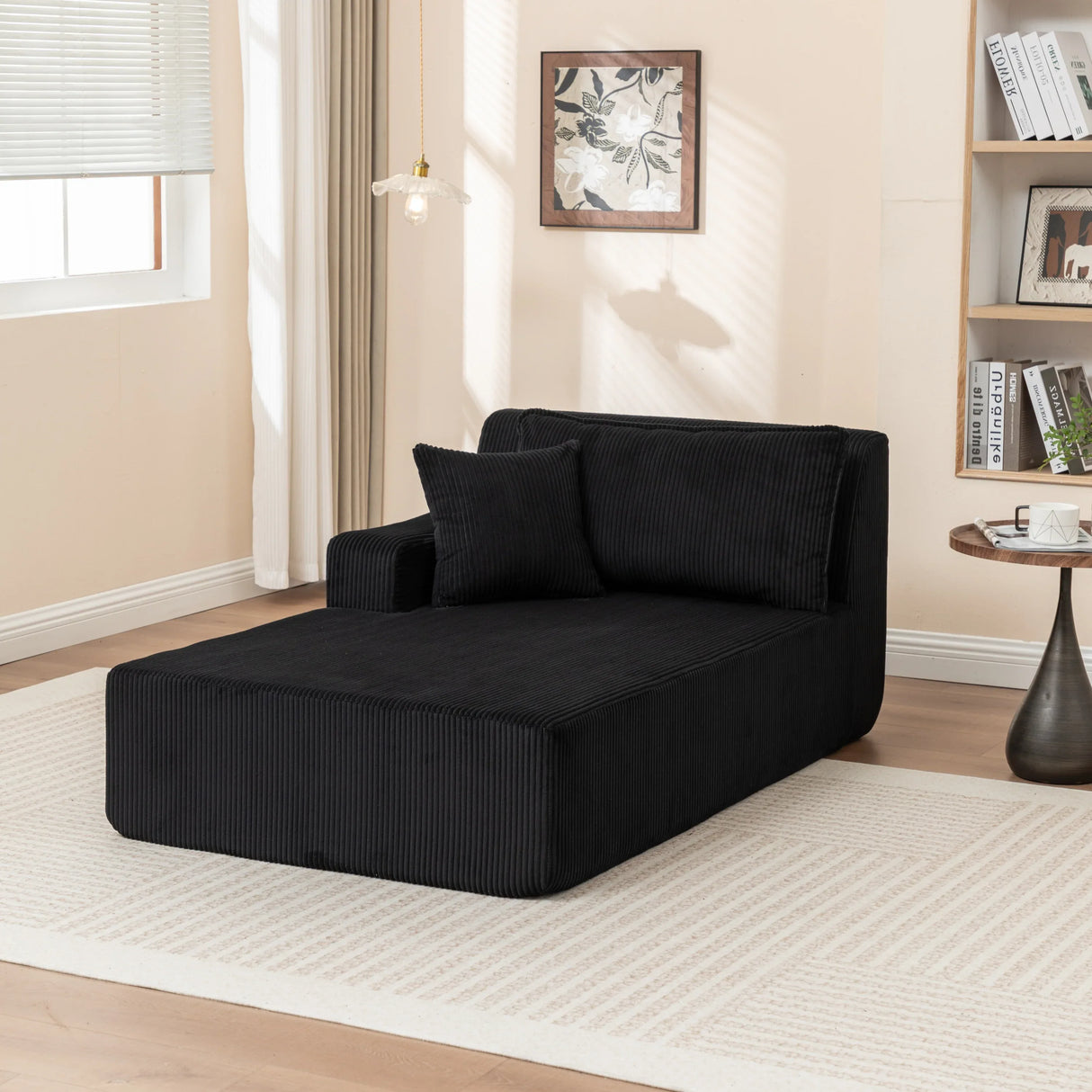 Corduroy Foam Right Armrest Chaise Lounge Chair - Omega Lifestyles