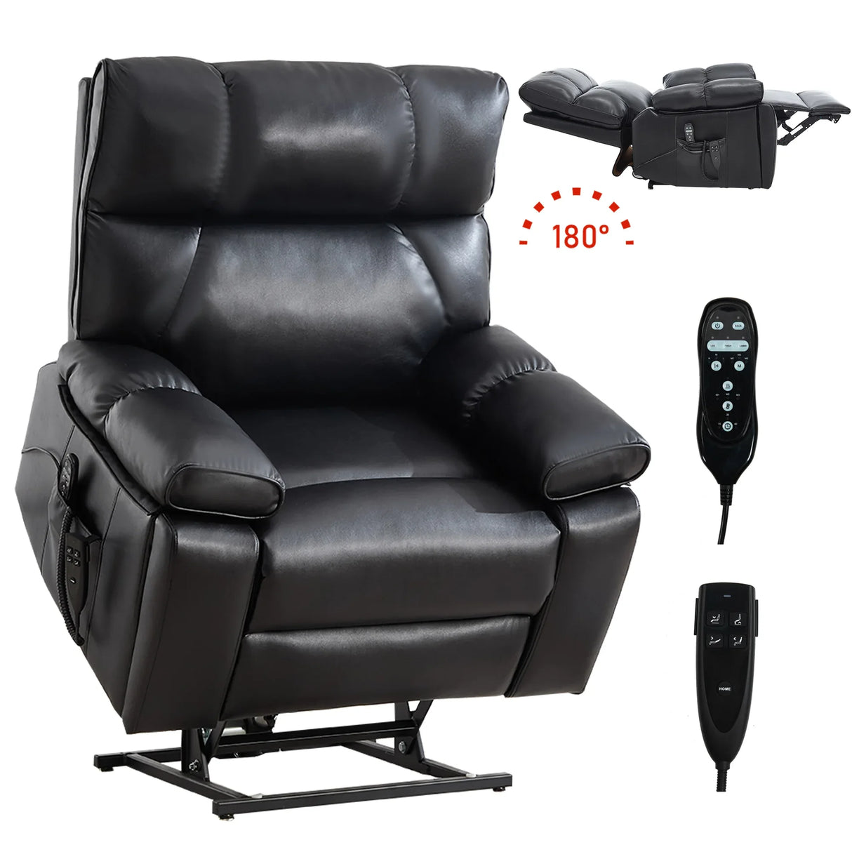 Medium Firm Faux Leather Power Lift Massage Recliner Chair - Omega Lifestyles