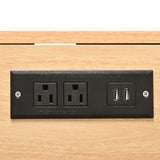 Folding Kitchen Island Cart With Power Outlet and Storage - Omega Lifestyles