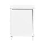 White MDF Kids Wooden Nightstand With Drawer Shelf - Omega Lifestyles