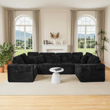 Modular U-Shaped 6-Seater Plush Corduroy Sectional Sofa - Omega Lifestyles