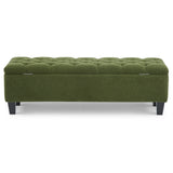 Green Boucle Ottoman Bench With Storage And Seating - Omega Lifestyles