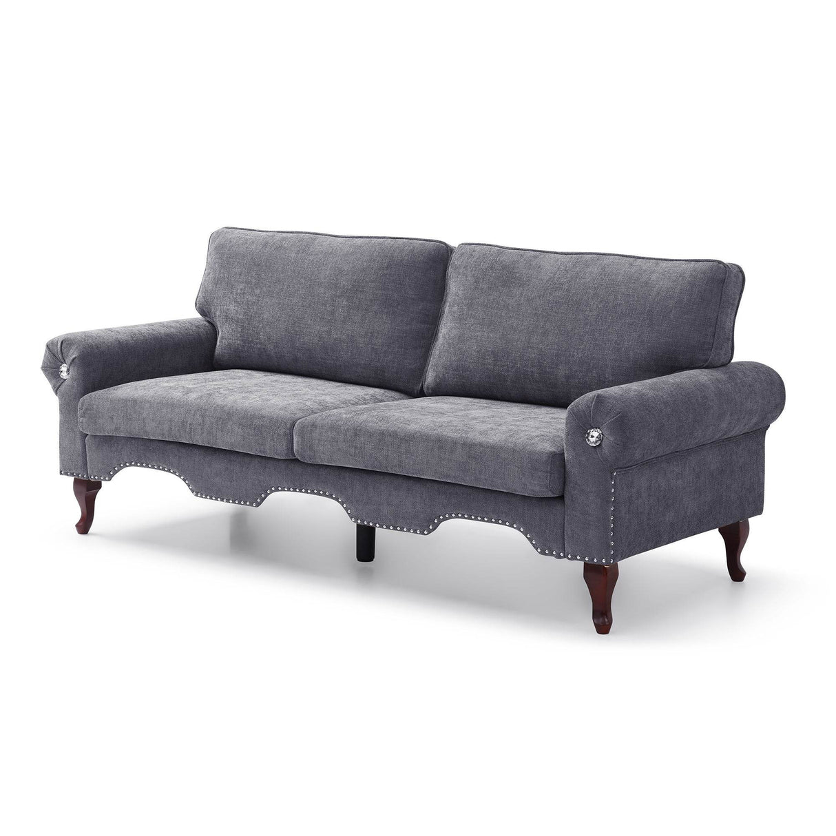Modern Linen Chesterfield Sofa With Crystal Button Accents - Omega Lifestyles