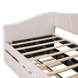 Upholstered Twin Daybed With Trundle And Wood Slats - Omega Lifestyles