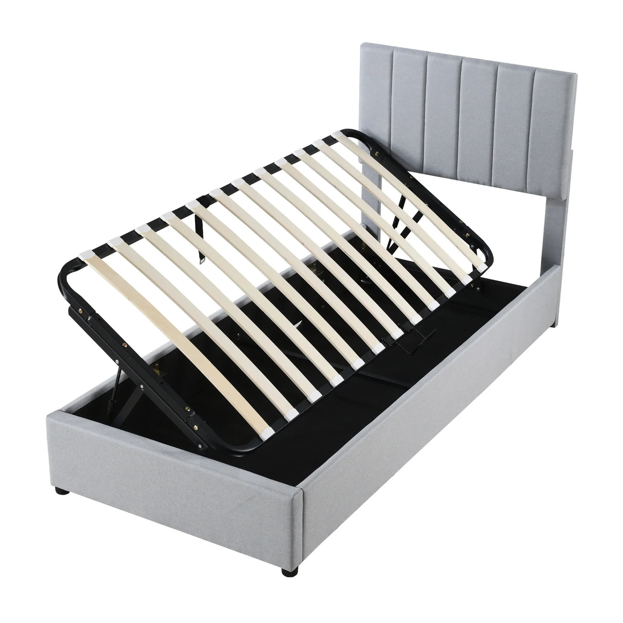 Twin Upholstered Platform Bed With Hydraulic Storage - Omega Lifestyles