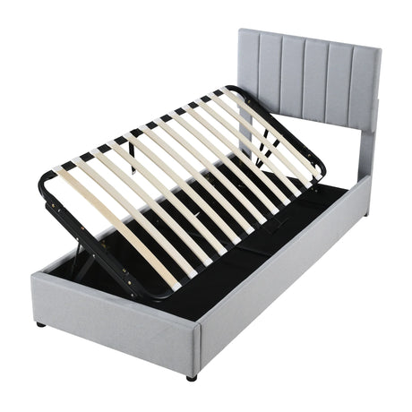 Twin Upholstered Platform Bed With Hydraulic Storage - Omega Lifestyles