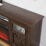 Farmhouse Espresso TV Stand With Fireplace Insert - Sleep Galleria