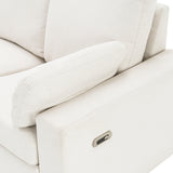 Beige Linen Fabric Power Recliner Sectional Sofa With USB Ports - Omega Lifestyles