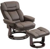 PU Leather Reclining Swivel Chair With Ottoman and Footrest - Omega Lifestyles