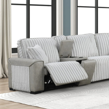 Power Reclining Modern Corduroy Sectional Sofa With Console - Omega Lifestyles