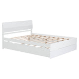 Modern Full White High Gloss Bed Frame With Trundle - Omega Lifestyles