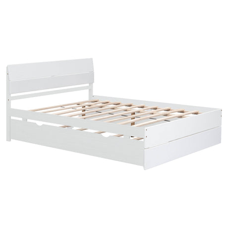 Modern Full White High Gloss Bed Frame With Trundle - Omega Lifestyles