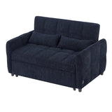 Convertible Blue Chenille Upholstered Tufted Sofa Bed