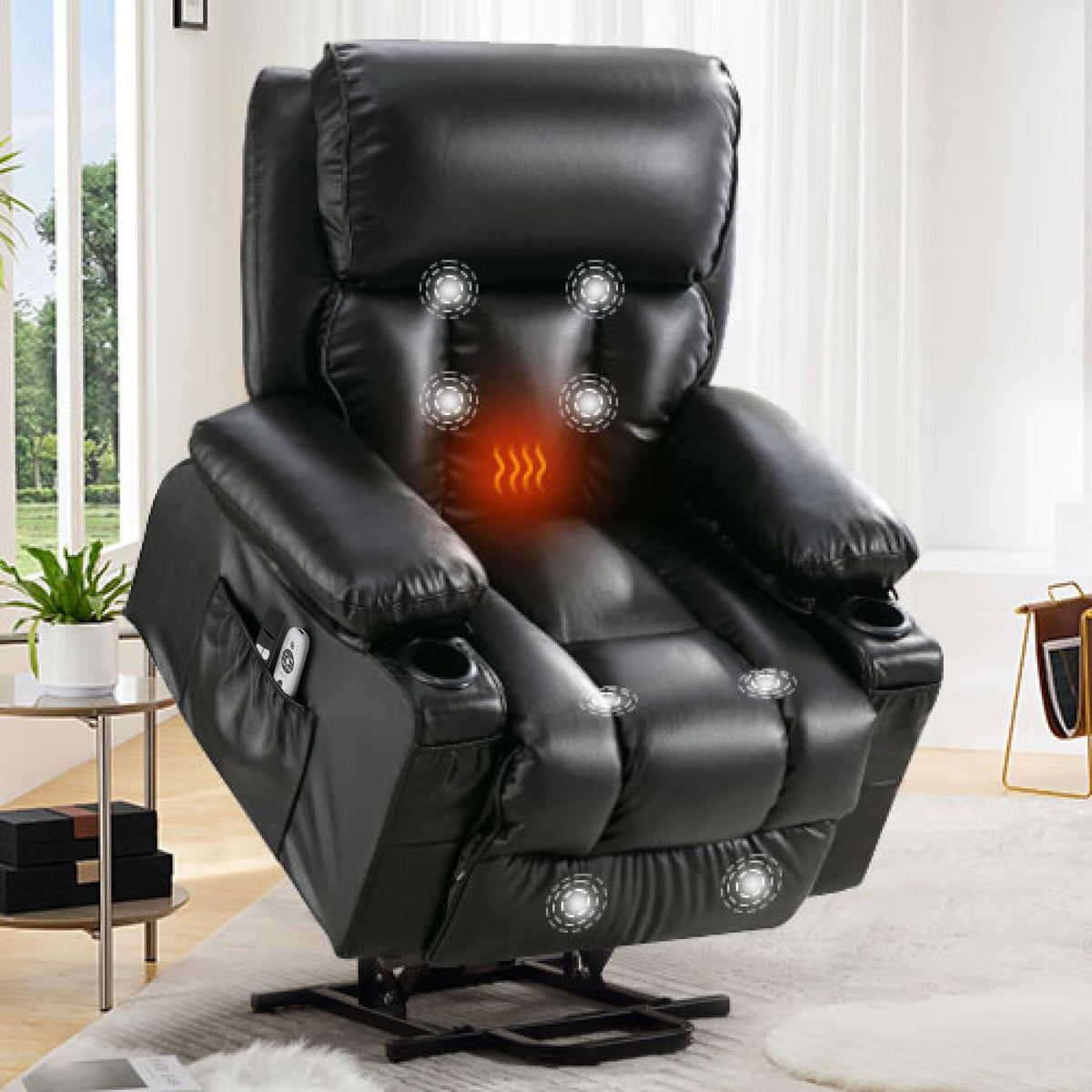 Power Lift Electric Soft Massage Heating Leather Chair
