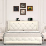 Full 12-Inch Upholstered LED Full Size Bed Frame - Omega Lifestyles