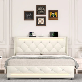 Full 12-Inch Upholstered LED Full Size Bed Frame - Omega Lifestyles