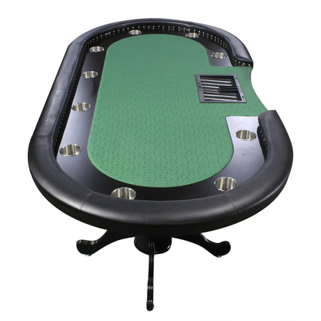 Premium 96-Inch Oval Poker Table With Cup Holders - Omega Lifestyles