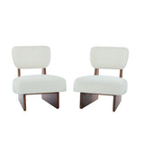 Set of 2 Modern Beige Polyester Upholstered Lounge Chairs - Omega Lifestyles