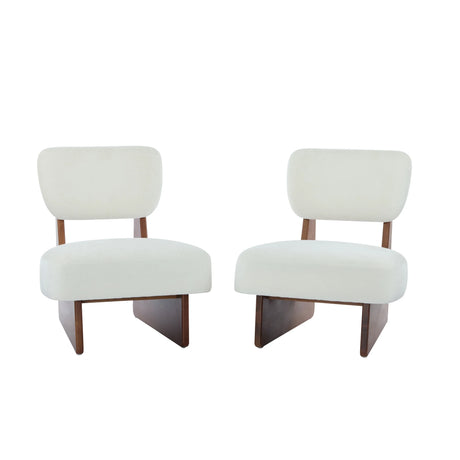 Set of 2 Modern Beige Polyester Upholstered Lounge Chairs - Omega Lifestyles