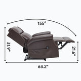 Antique Brown Faux Leather Medium-Firm Massage Recliner Chair - Omega Lifestyles
