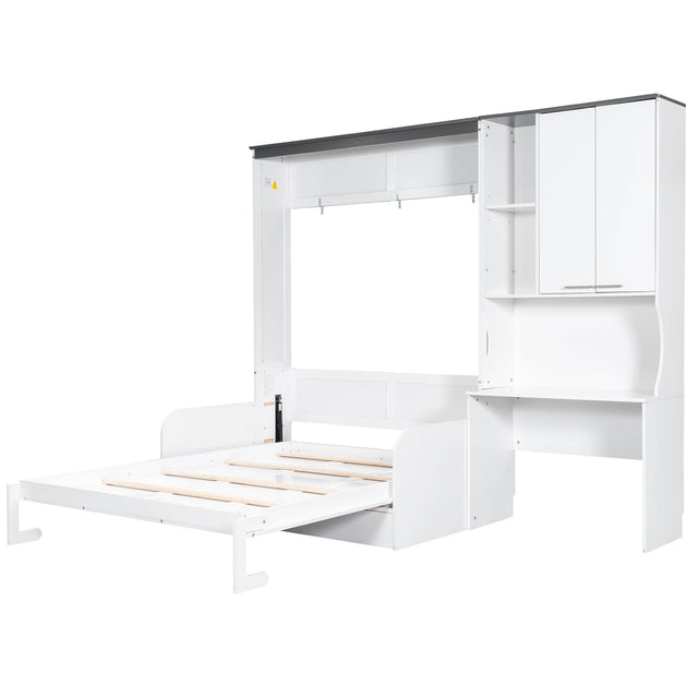 Queen Multi-Functional Murphy Bed With Sofa Desk Storage - Omega Lifestyles
