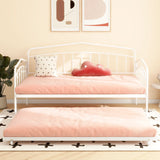 Twin Metal Daybed With Trundle White Bedroom Frame - Omega Lifestyles