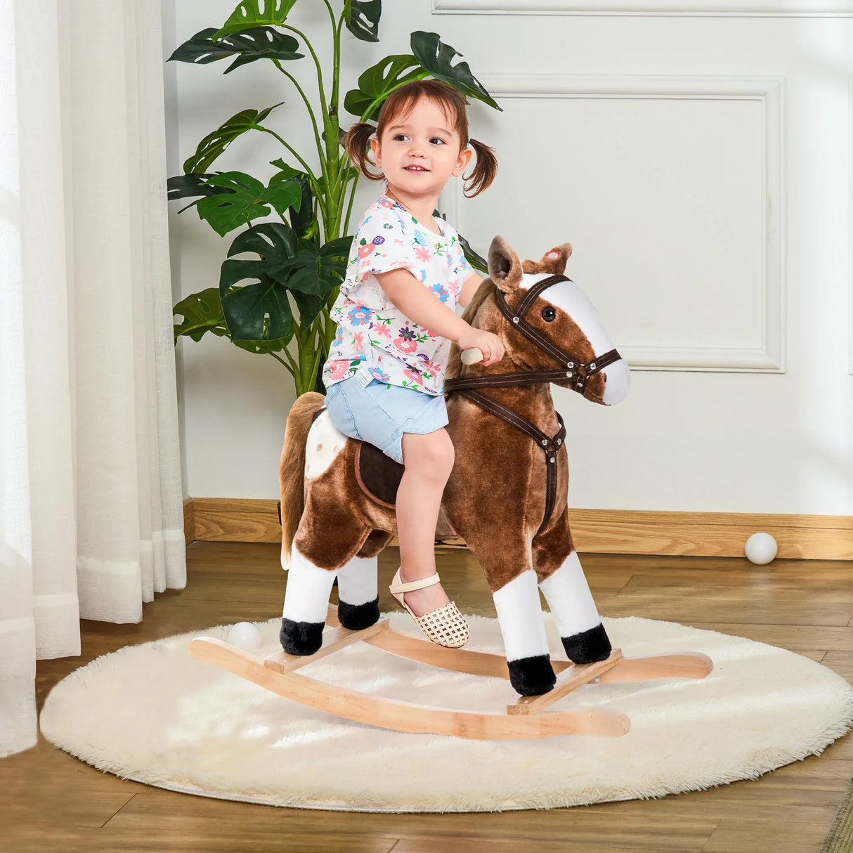 Kids Plush Rocking Horse Toy With Realistic Sounds - Omega Lifestyles