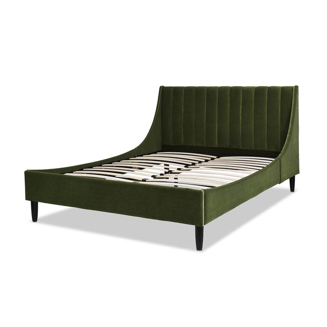Modern Velvet Upholstered Platform Bed Frame Queen - Omega Lifestyles