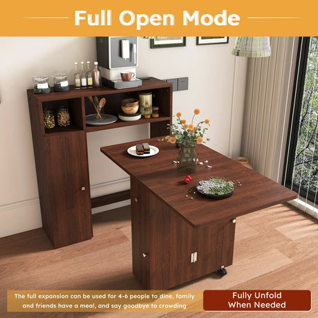 Multifunctional Folding Dining Table With Wall-Mounted Sideboard Storage - Omega Lifestyles