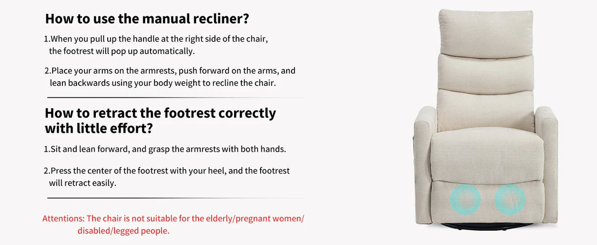 Heat Massage Recliner Chair With Swivel Rocking - Omega Lifestyles