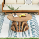 Acacia Wood Round Patio Coffee Table - Omega Lifestyles