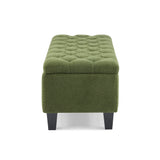Green Boucle Ottoman Bench With Storage And Seating - Omega Lifestyles